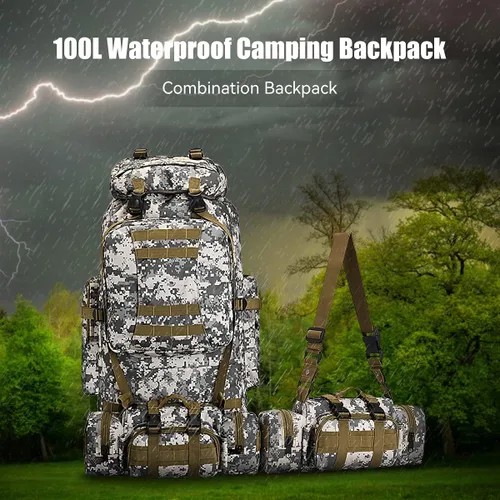Miniatura 3 de Mochila de senderismo para acampar de 100L, mochila táctica militar Molle, mochila de senderismo ligera impermeable, Grande Citycamo