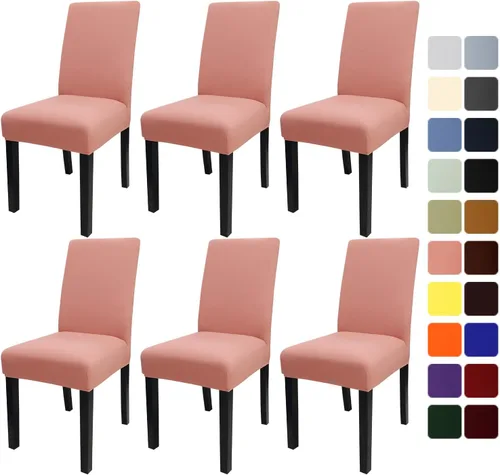 Miniatura 70 de JQinHome Juego de 8 fundas para sillas de comedor, fundas de alta elasticidad extraíbles y lavables, fundas protectoras de asiento para silla