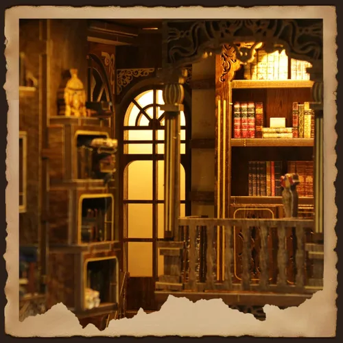Miniatura 4 de Kit de Rincón de Libros, Kit de Casa en Miniatura DIY, Kit de Construcción de Mini Casa, Kit de Casa de Muñecas en Miniatura para Adultos