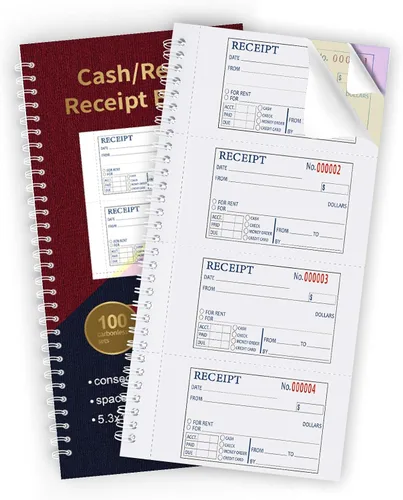 Miniatura 10 de Gran libro de recibos de dinero y alquiler con inserto de cartón, 2 partes sin carbono, 7.9 x 11.2 pulgadas, encuadernado en espiral, 200 juegos por