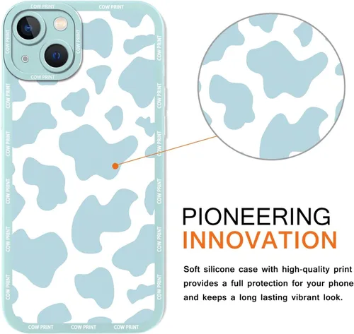 Miniatura 5 de Paquete de 2 bonitas fundas de teléfono para Apple iPhone 13 de 6.1 pulgadas, funda protectora de silicona con estampado de vaca a la moda, delgada