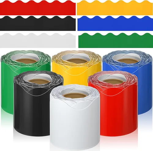 Miniatura 14 de TaoBary 6 Rollos 59.98 m Decoraciones de Bordes de Tablero de Anuncios de Navidad y de Invierno para el Aula, Bordes Dentados para Tablero de negro