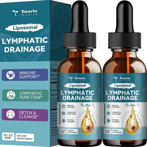 Miniatura 9 de Gotas de drenaje linfático liposomal: suplemento de drenaje linfático orgánico 11 en 1 con raíz de bardana, equinácea, saúco, caléndula, hierba
