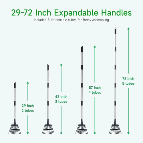 Miniatura 2 de GreatBuddy Rastrillo de hojas ajustable, rastrillo de metal de 8 pulgadas de ancho, perfecto para arbustos, macizos de flores y áreas pequeñas
