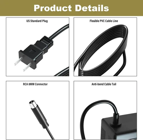 Miniatura 7 de Cargador de 42V 2A para Okai Neon 36V Batería de iones de litio compatible con Okai EA10, ES10, ES20, ES50B, ES520B Cable adaptador de corriente