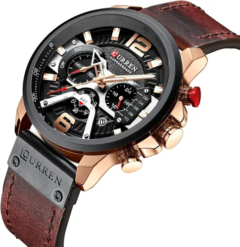 Miniatura 2 de CURREN - Reloj analógico de cuarzo para hombre, reloj de pulsera con correa de piel, resistente al gua y a la moda