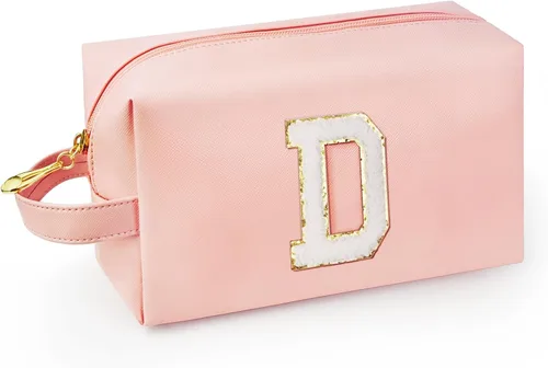 Miniatura 41 de Bolsa de maquillaje personalizada con inicial con asa, bolsa de cosméticos de preparación con bolsillo interior con cremallera, 8, 9, 10, 11, 12