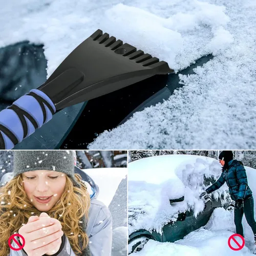 Miniatura 7 de Cepillo de nieve de 27 pulgadas y raspadores de hielo desmontables giratorios, cabezal de cerdas suaves, agarre de espuma, herramienta para ventana