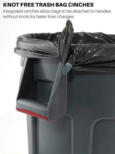 Miniatura 4 de Rubbermaid Commercial Products BRUTE - Contenedor de basura/residuos redondo de trabajo pesado, 10 galones, rojo, contenedor de desechos