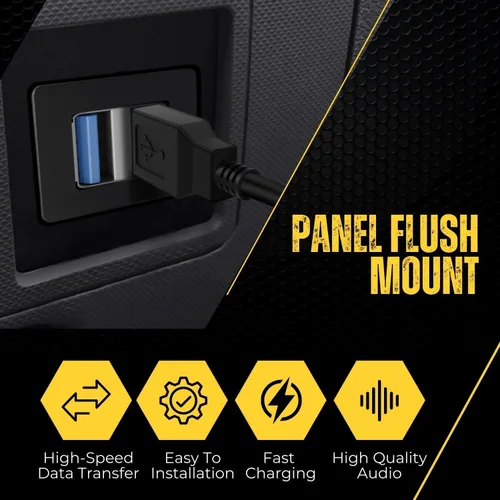 Miniatura 5 de TNP - Cable de montaje empotrado USB 3.0 dual con hebilla (cuadrado): montaje en tablero de salpicadero, 2 puertos, conector de enchufe USB doble