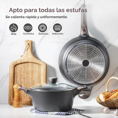 Miniatura 4 de SENSARTE - Juego de ollas y sartenes antiadherentes, juego de utensilios de cocina de inducción saludables y no tóxicos, 26 piezas de juego de Negro