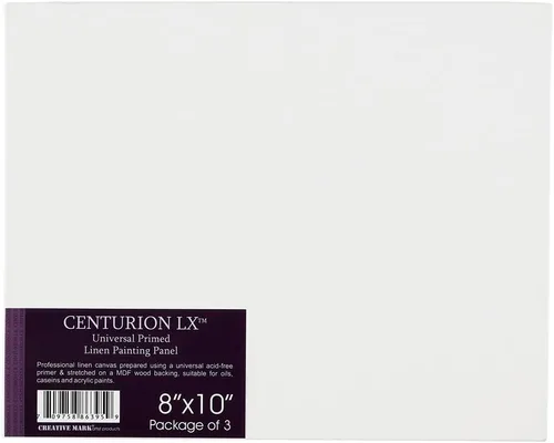 Centurion All-Media - Paneles de lino imprimado de 8 x 10 pulgadas, 3 unidades, tableros de lienzo imprimados universales de 11 onzas para pintar,