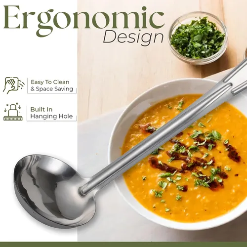 Miniatura 6 de Alpine Cuisine Cucharón de acero inoxidable con mango largo – Los mejores accesorios de cocina para agitar, dividir y servir cucharón – Chile