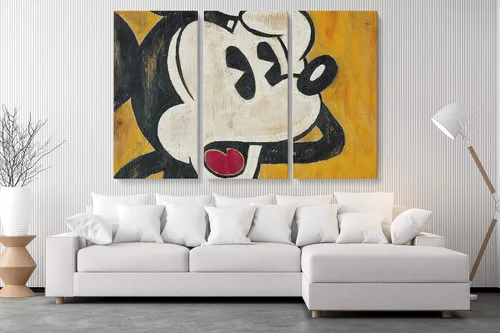 Miniatura 2 de Lienzo decorativo para pared con diseño de ratón de dibujos animados, estampado clásico inspirado en la animación, decoración retro del hogar