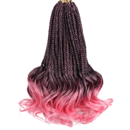 Miniatura 53 de Trenzas de ganchillo rizado francés T33, cabello pre-anillado 10 pulgadas, trenzas cortas rizadas francesas con extremos rizados, trenzas box