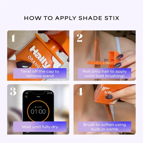 Miniatura 3 de Hally Hair Coloración Temporal de Cabello, Shade Stix (Naranja) - Accesorios de Maquillaje para Cabello para Niños, Adolescentes y Adultos - 12 ml