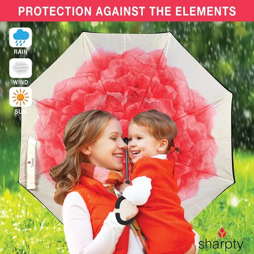 Miniatura 6 de Sharpty - Paraguas invertido, resistente al viento para mujer con protección UV, con mango en forma de C