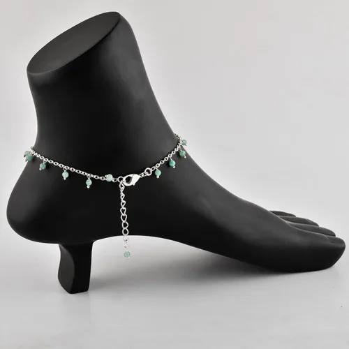 Miniatura 50 de Yanara Tobilleras de piedras preciosas para mujer, piedra natal natural, chapada en plata, joyería hecha a mano en 8.5 + 1.5 pulgadas, cristales
