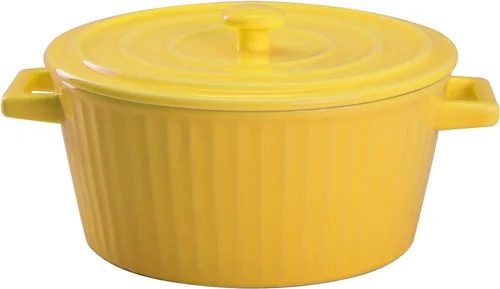 Miniatura 8 de WHJY Cacerola de cerámica azul colorida con tapa, cacerola de cerámica de 1 cuarto para hornear al horno