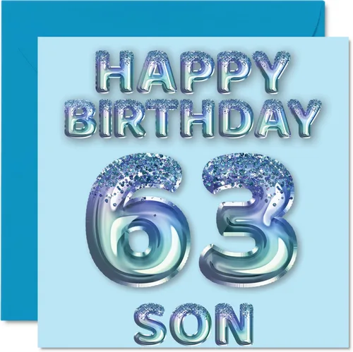 Miniatura 107 de Stuff4 Tarjeta de primer cumpleaños para niños, globo de fiesta con purpurina azul, tarjetas de feliz cumpleaños para niño de 1 año, nieto, hijo, 57