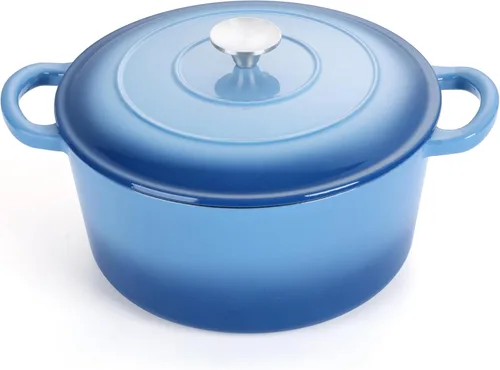 Miniatura 9 de E-far - Horno holandés de 6 cuartos de galón, esmaltado de hierro fundido con tapa, olla de cocina redonda antiadherente para Naranja