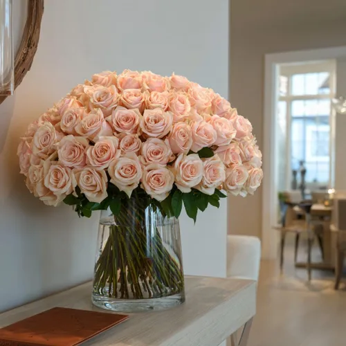 Miniatura 2 de GlobalRose Ramo de 100 Rosas Melocotón - Rosas de Origen Responsable Flores Frescas - Ramo Fresco de Flores Seleccionadas a Mano para Graduación