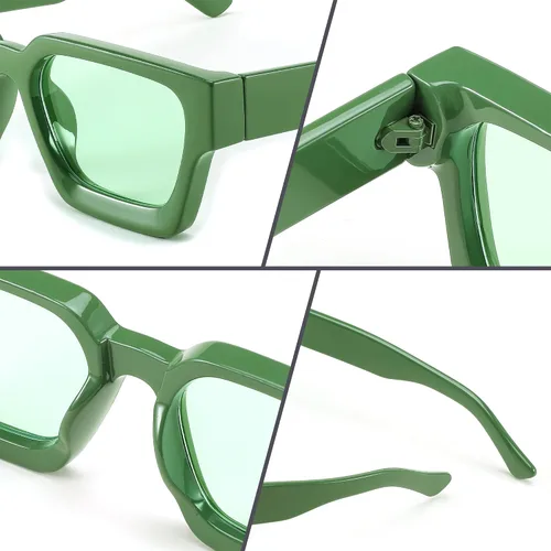 Miniatura 42 de FEISEDY Gafas de sol cuadradas retro de los años 90 para mujeres y hombres, gafas de sol rectangulares gruesas de moda con protección UV400 B2385
