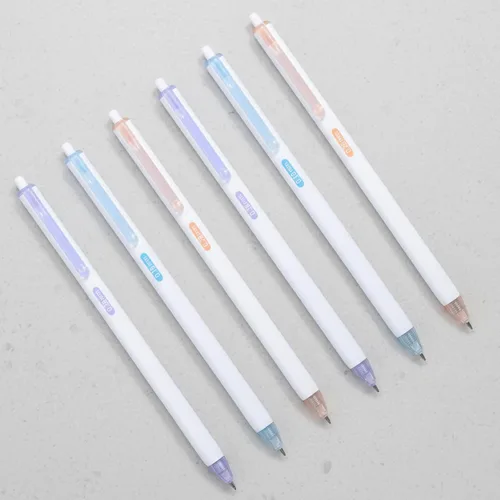 Miniatura 5 de Ymapinc 6 bolígrafos de punta ultrafina, bolígrafos de tinta negra, bolígrafo de resorte con agarre de silicona, escritura suave para tomar notas