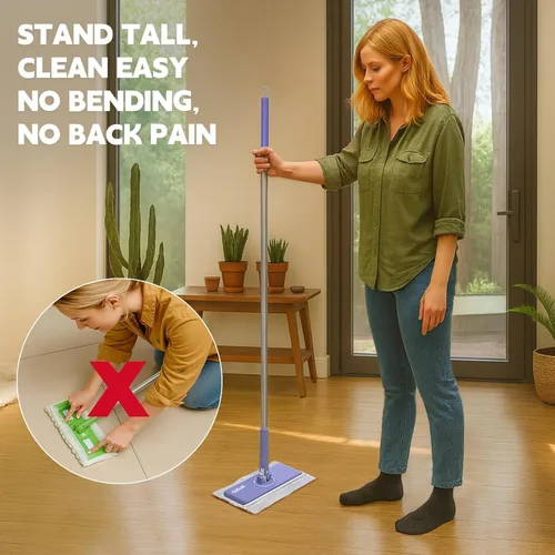 Miniatura 7 de Trapeador de Polvo Desechable, Fijación y Remoción de Paño Sin Contacto al Instante, Compatible con Almohadillas Swiffer, Trapeador con Clip