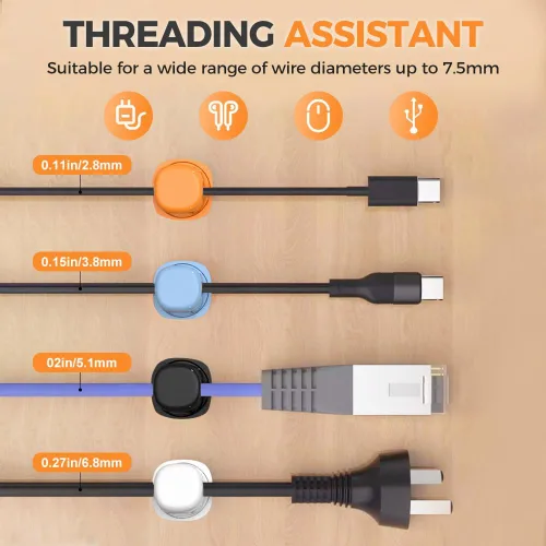 Miniatura 3 de Organizador magnético de cables de carga 2026, paquete de 6 clips de organización de cables con adhesivo para teléfono, soporte de almacenamiento