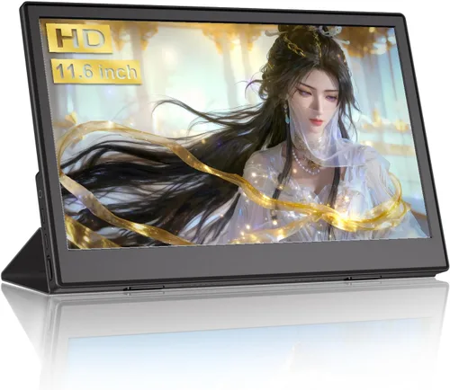 JUSTTHINK Monitor portátil para laptop, 11.6", 1080P, pantalla LCD, 60Hz, montaje en pared y soporte de escritorio, conexión HDMI/USB-C, ligero para