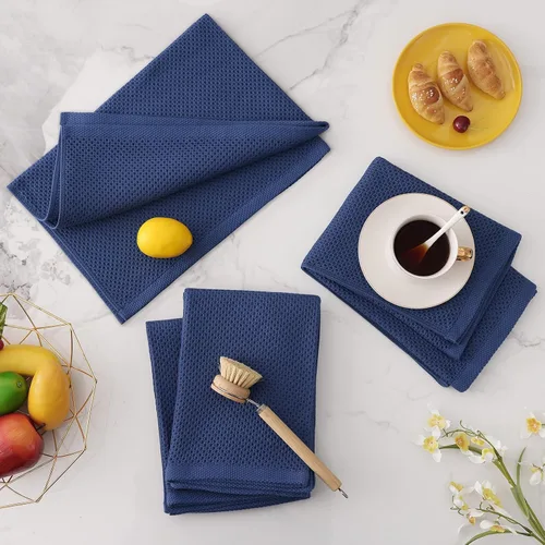Miniatura 59 de Homaxy Trapos de cocina de 100% algodón, tejido de punto gofre, ultrasuaves, absorbentes y de secado rápido, 12 x 12 pulgadas, paquete de 6, blanco