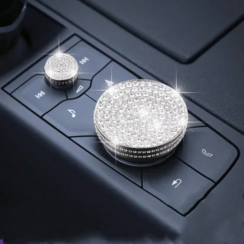 Miniatura 2 de Cubierta de botón de calcomanía de cristal compatible con Cadillac CT4 CT5 XT4 CT6 XT5 XT6 Bling Control Volumen Cubierta Cubierta Accesorio