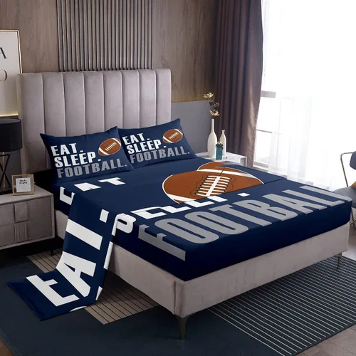 Miniatura 54 de Feelyou Football Bed Sheets Set Twin Size Basketball Sports Deep Pocket Fitted Sheet Soccer Ball Game Bedding Sets Black Baseball Gaming Soft Bed
