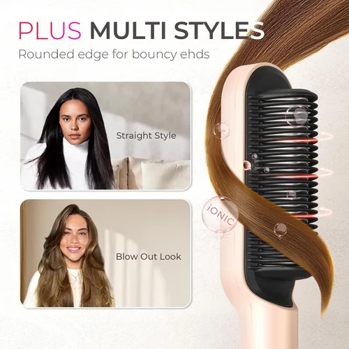 Miniatura 5 de TYMO Ring Plus Cepillo Alisador de Cabello Iónico - Peine Alisador con Iones Negativos para Mujeres, Revestimiento de Titanio, 9 Ajustes