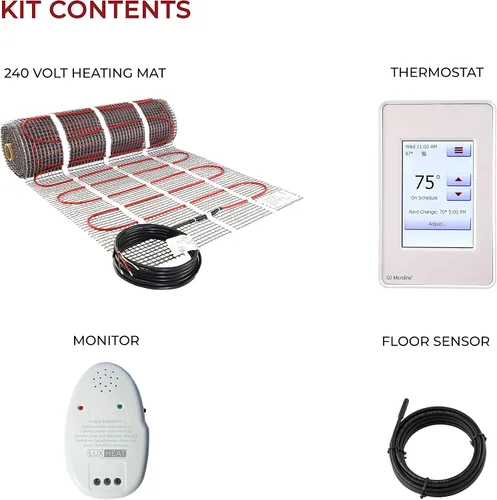 Miniatura 8 de Kit de alfombrilla de calefacción de suelo LuxHeat de 10 pies cuadrados - Alfombrilla de calefacción eléctrica de 120V con termostato - Sistema
