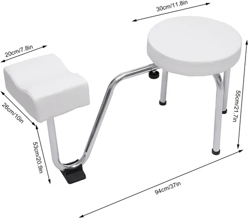 Miniatura 2 de Taburete de pedicura, reposapiés ajustable, almohadilla de PVC, soporte para pedicura, soporte para pies de pedicura, tecnología de uñas, spa, salón