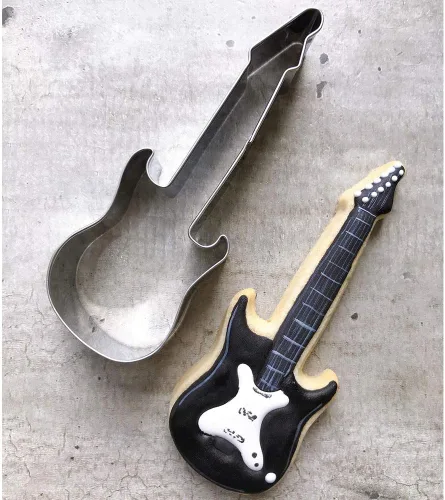 Miniatura 2 de LILIAO Cortador de galletas de guitarra eléctrica, cortador de fondant de galletas de rock and roll, 1.6 x 4.6 pulgadas, acero inoxidable