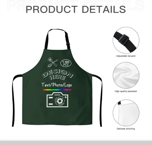 Miniatura 6 de Delantal personalizado para mujeres y hombres, haz tu propio nombre, foto personalizado, delantal de cocina de chef, 1-100 piezas delantales