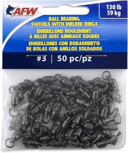 Miniatura 9 de AFW Solid Brass Ball Bearing Fishing Swivels with Double Welded Rings - Patented Bullet Shaped Head for Reduced Water Resistance, Black Finish