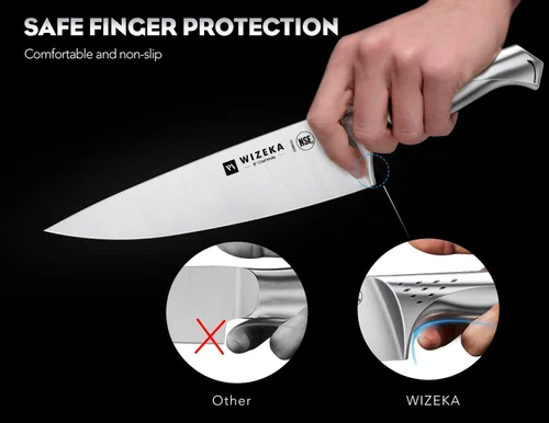 Miniatura 4 de WIZEKA Juego de cuchillos de cocina con bloque: juego de 15 piezas de cuchillos de chef profesionales ultra afilados con afilador, juego de bloque