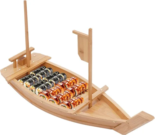 Bandeja de bambú para servir en barco de sushi de 27.6 pulgadas, plato de sushi para platos de restaurante comerciales, platos de sushi extra