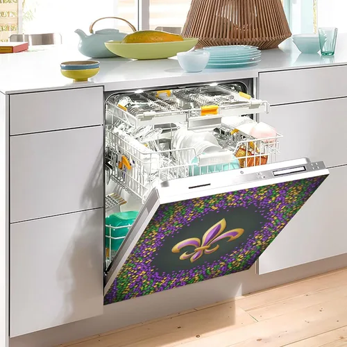Miniatura 4 de Mardi Gras Fleur De Lis - Cubierta magnética para lavavajillas, paneles de puerta con imán para refrigerador, gabinetes de hogar, calcomanías