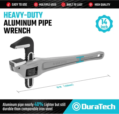 Miniatura 2 de DURATECH Llave de tubo recta ajustable de 18 pulgadas de aluminio de servicio pesado, capacidad de 6,35 cm de mandíbula, llave de fontanería
