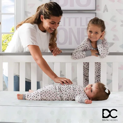 Miniatura 2 de Delta Children Twinkle Galaxy - Colchón para cuna y para niños pequeños de doble cara - Núcleo de fibra de origen sostenible premium - Impermeable