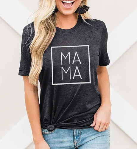 Miniatura 3 de Camiseta de manga corta con estampado de letras de mamá para mujer, camisetas gráficas casuales para el día de la madre, regalo