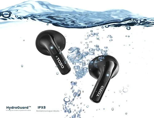 Miniatura 8 de TOZO Auriculares inalámbricos T21 Bluetooth de 5.3 pulgadas, micrófono dual, cancelación de ruido, IPX8, reproducción de 44 horas, sonido estéreo