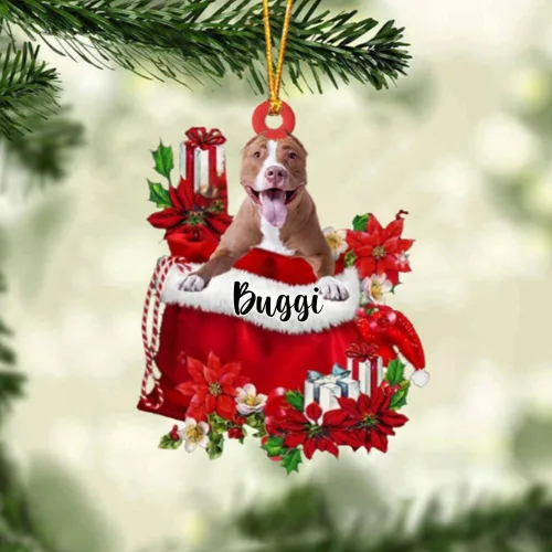 Miniatura 146 de Perro Akita Inu personalizado en bolsa de regalo, adorno de Navidad, nombre personalizado, regalo para amantes de los perros, familia, Navidad