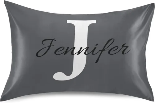 Miniatura 32 de Fundas de almohada negras personalizadas de seda con cierre de sobre, funda de almohada de satén tamaño estándar para personas que duermen