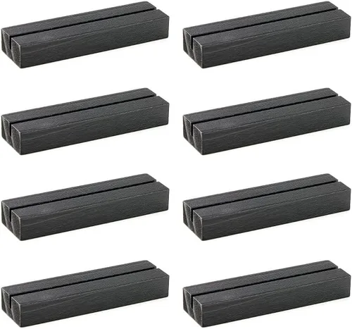 Miniatura 5 de 8 soportes de madera para tarjetas de lugar, de madera negra, soporte para números de mesa, soporte para tarjetas de identificación para bodas